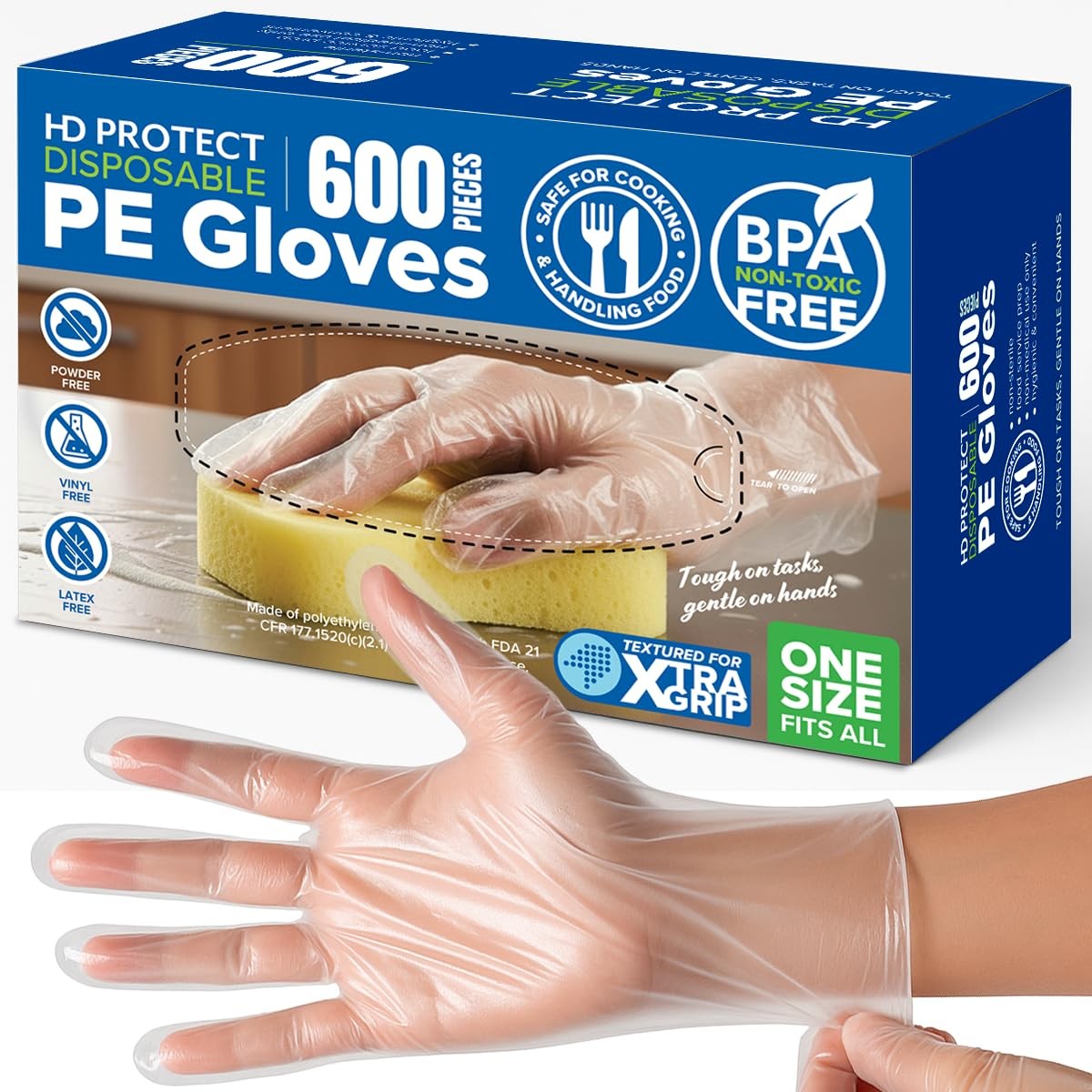 Disposable Food Service Gloves 600 Pack – Food Safe, BPA & LatexFree HDPE – F…