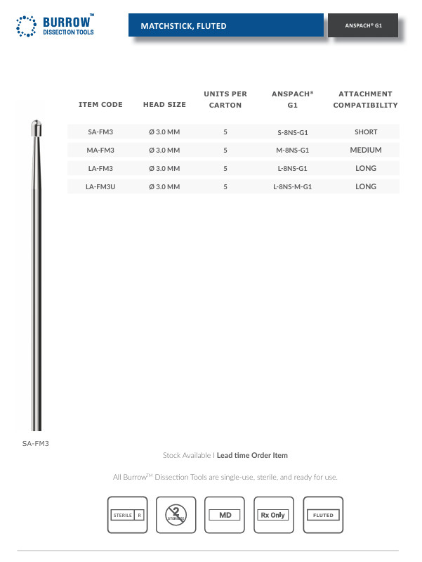 Anspach Compatible Surgical Burs – Multiple Sizes & Configurations Available