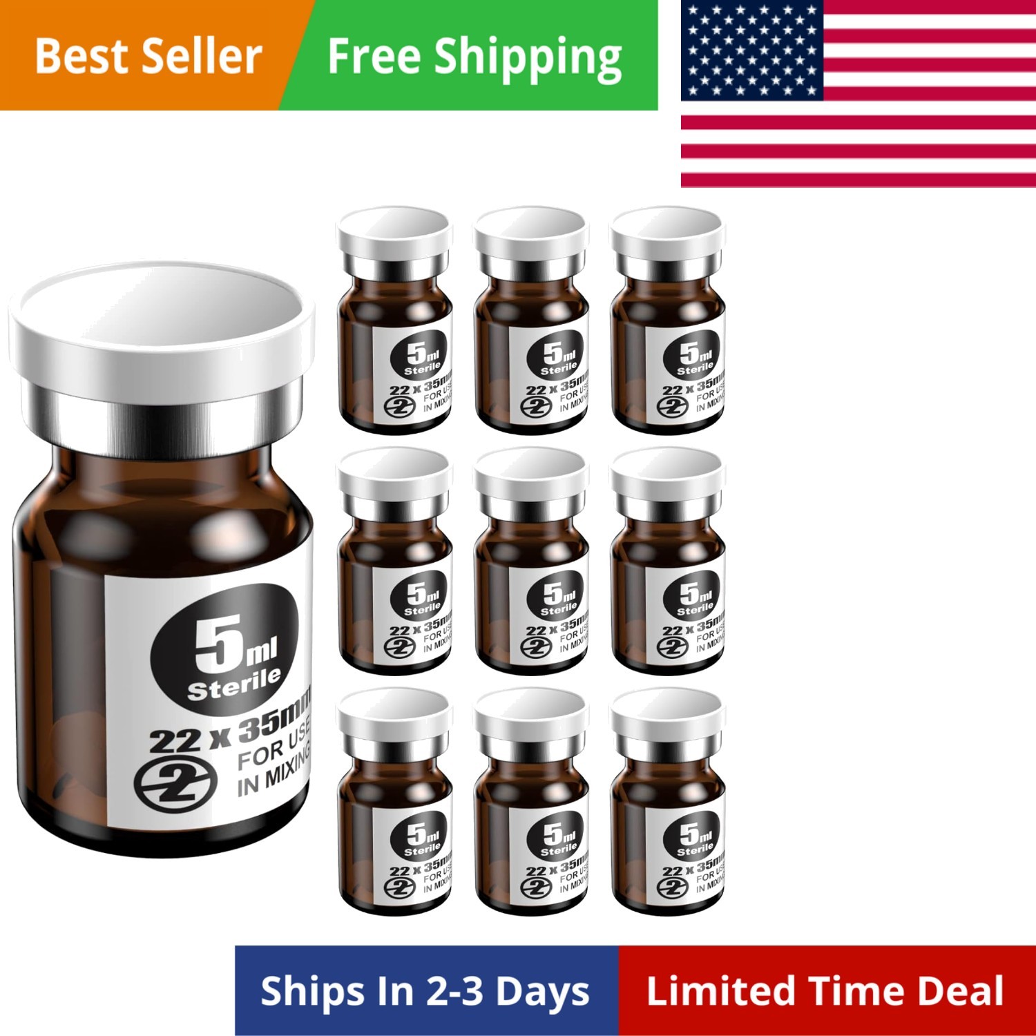 Ks-Tek Sterile Empty Vials with Self Healing Injection Port,with Aluminum Pla…