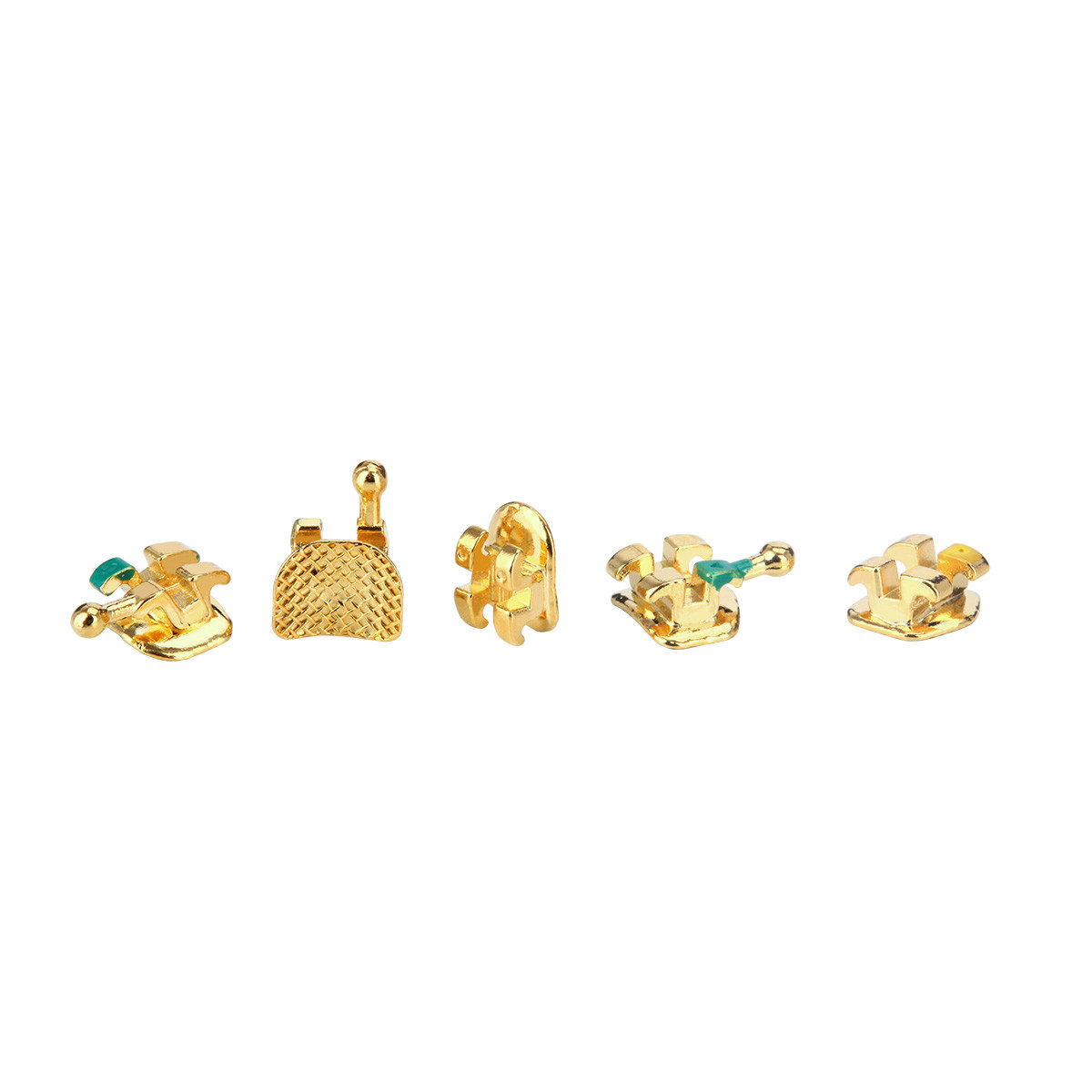 Dental Orthodontic Metal Brackets Braces 24K Gold Plated Mini Roth.022 345 Hooks