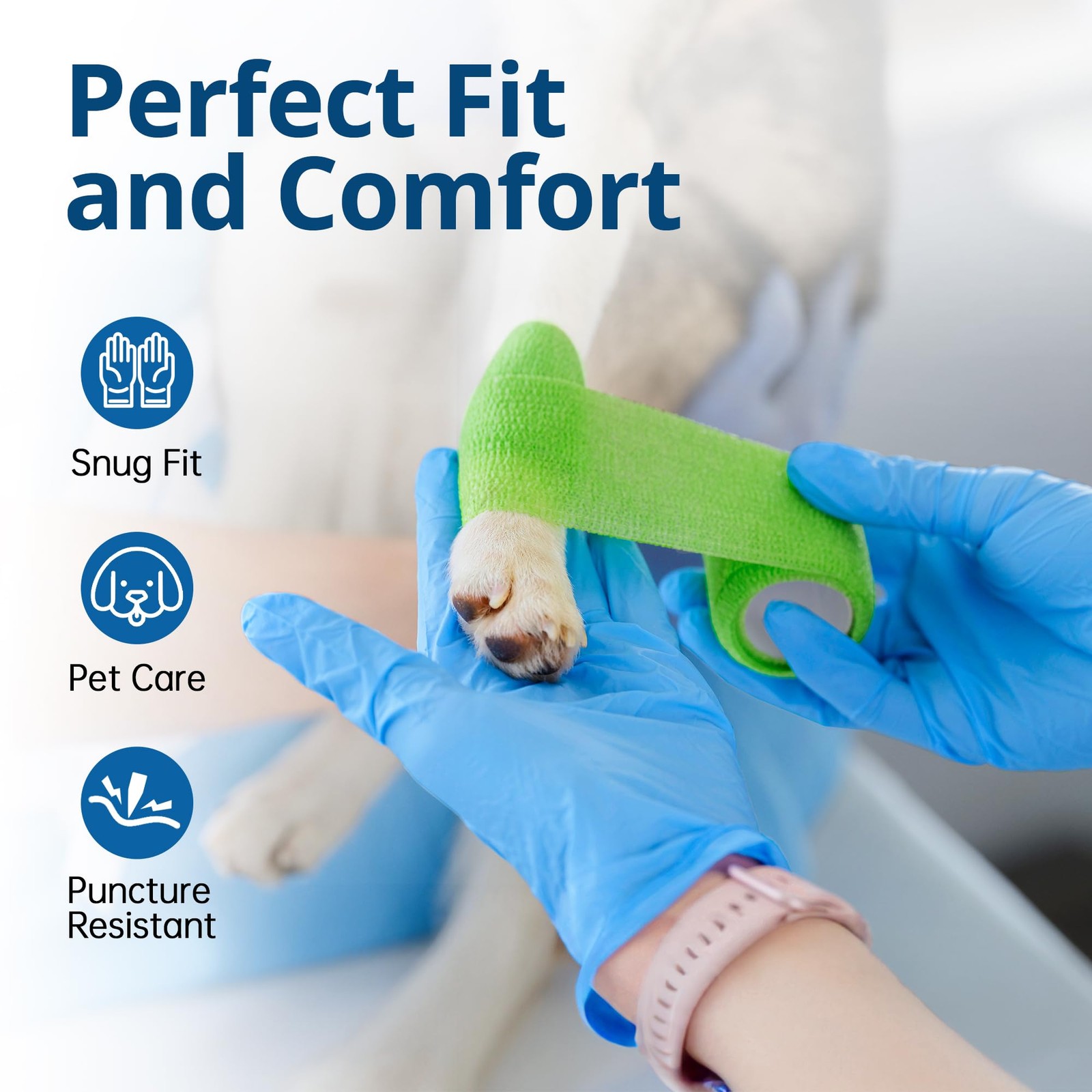 SwiftGrip Blue Nitrile Exam Gloves, Powder~Free, 50 ct, Large