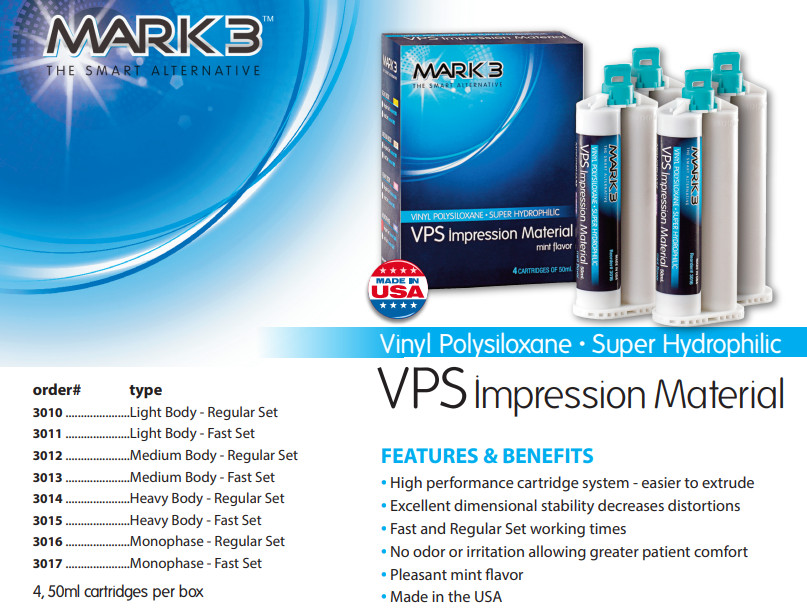 VPS Impression Material 4x 50ml Cartridges Compares to Genie VPS Mark3