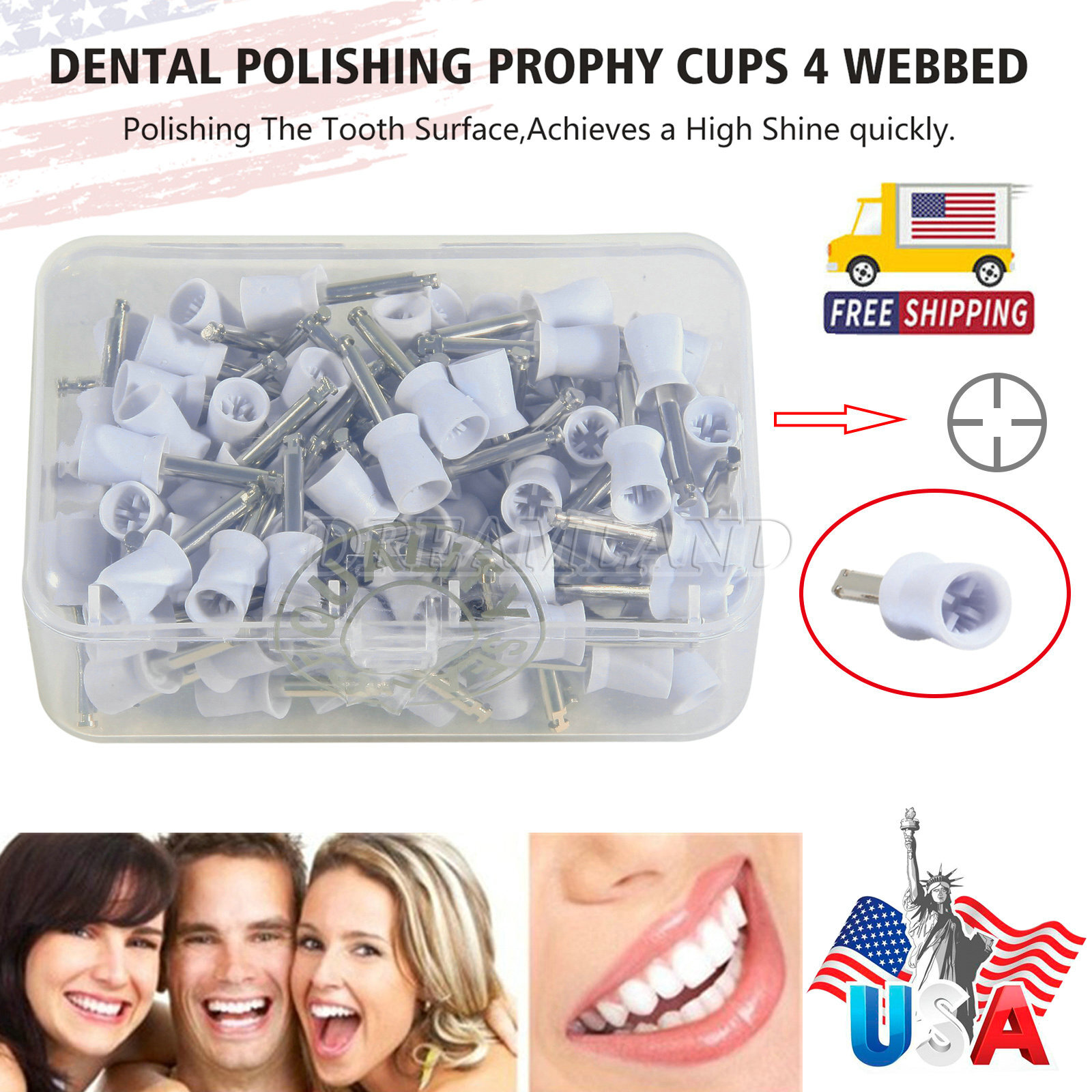100pc Dental Latch Prophy Polishing Cup Cups For Contra Angle Handpiece Firm
