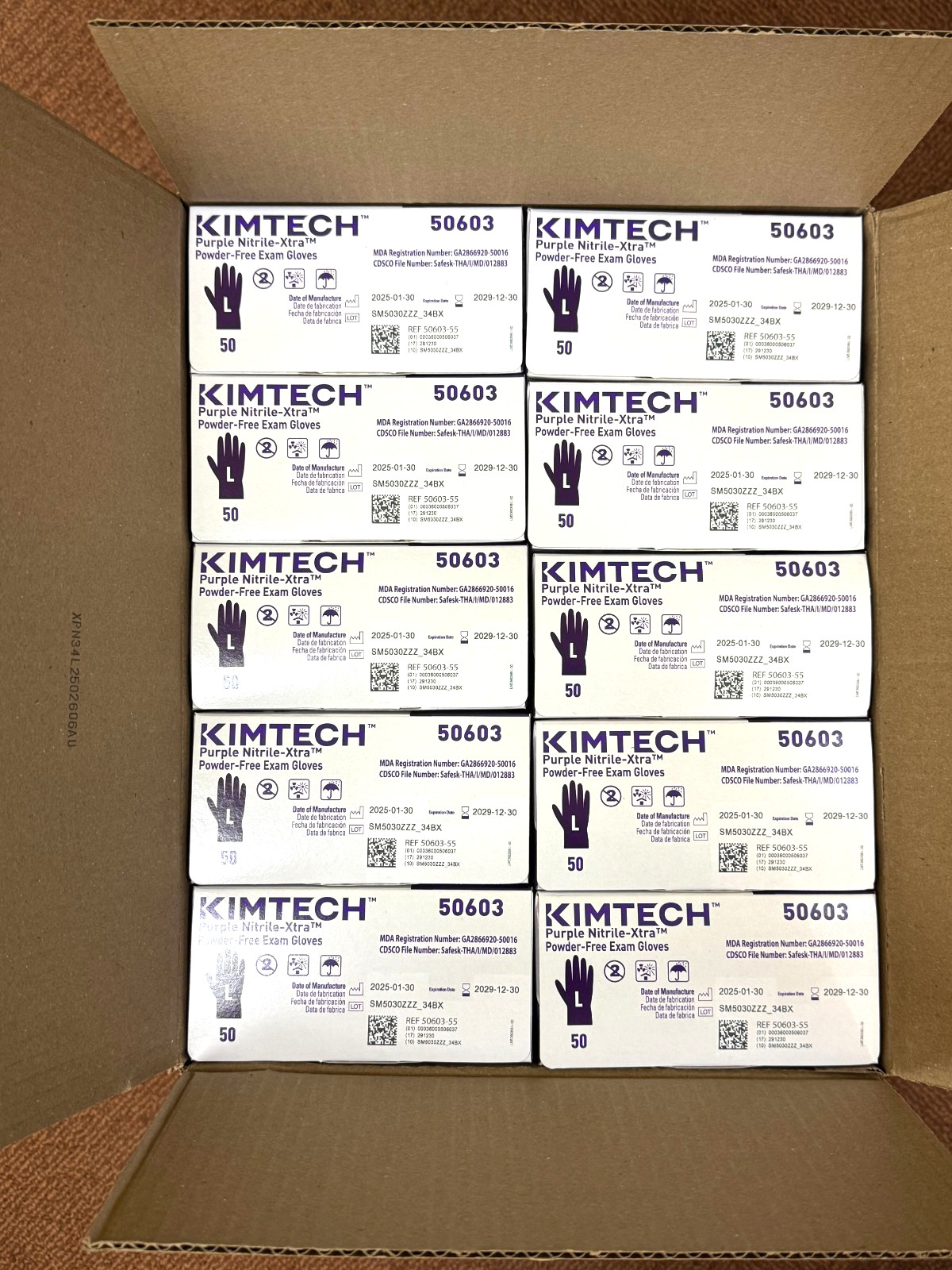 10 Packs KIMTECK PURPLE NITRILE GLOVES-Xtra KIMBERLY CLARK, Large, 50603, 50/BOX