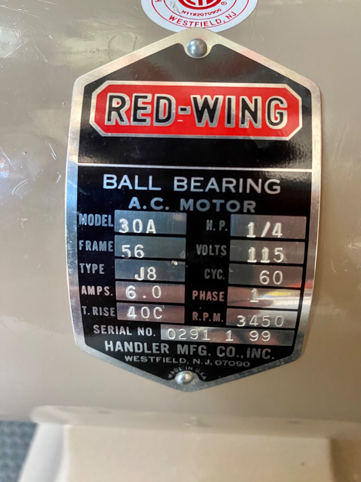 Handler Red-Wing 30A Dental Lab Polishing Lathe 1/4 HP AC Motor