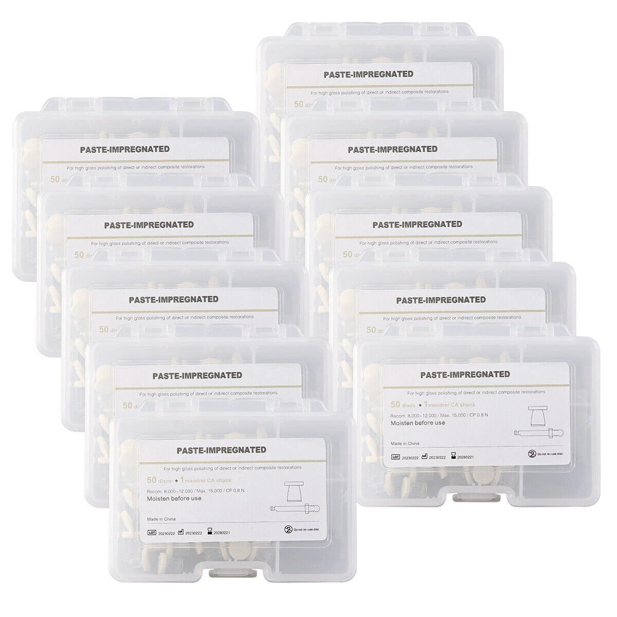 5Box Dental Paste-Impregnated Composite Polishing Felt 50 Discs+1 CA mandrel Kit