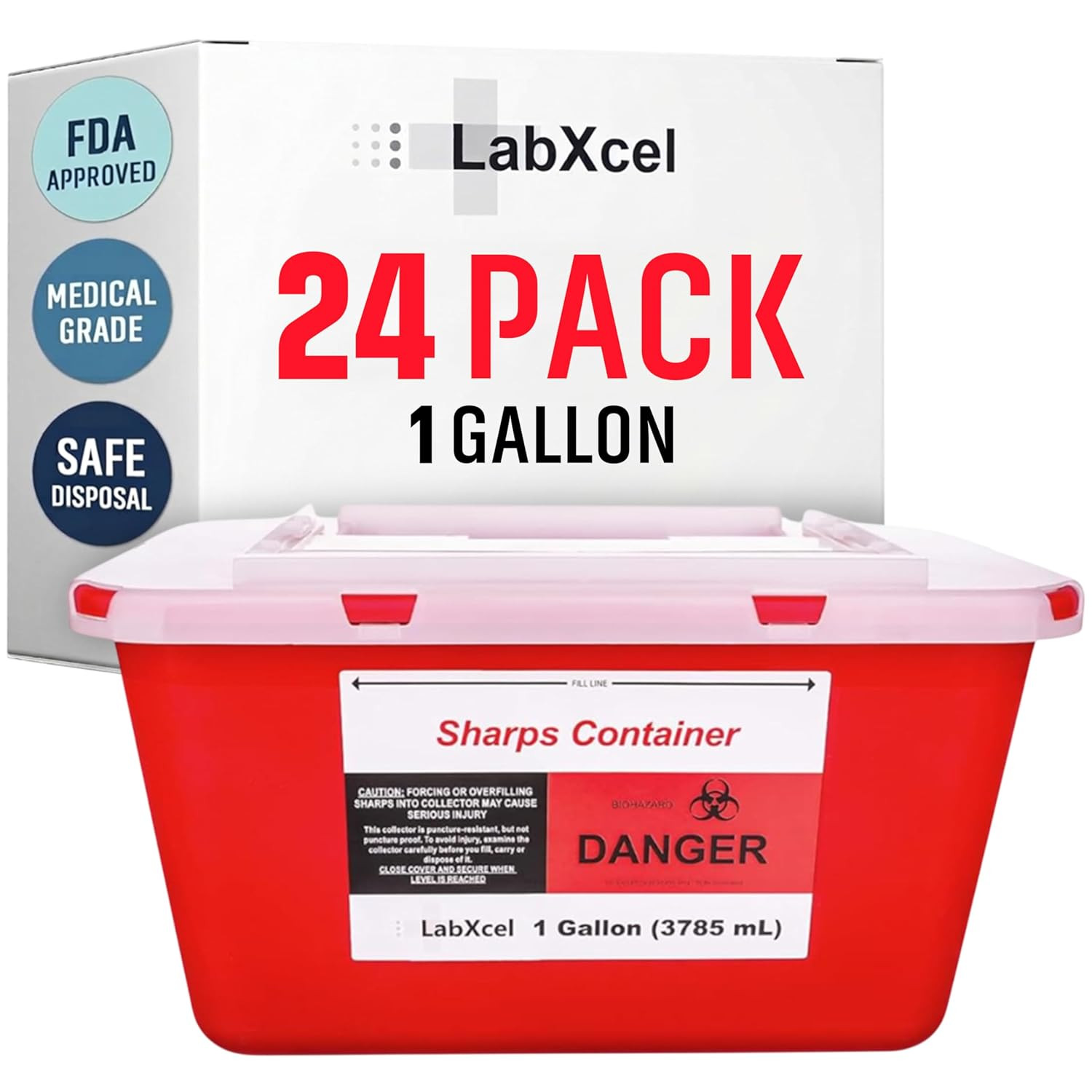 Polypropylene 2 Gallons Sharps Container with Cap – Needle & Syringe Disposal F
