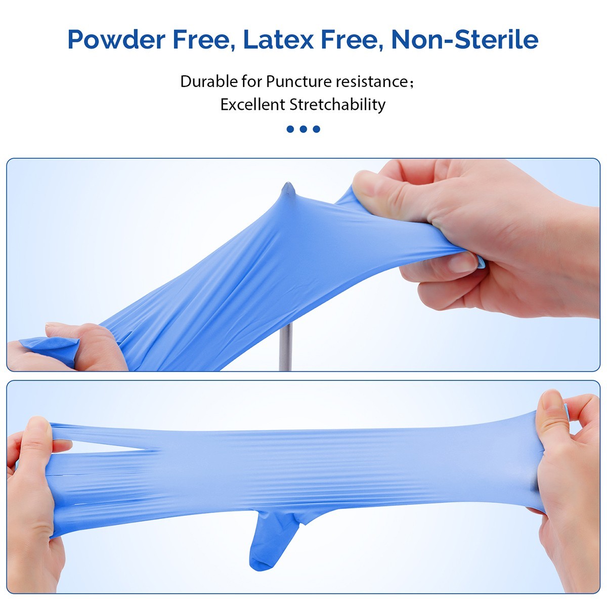 Medical Nitrile Exam Gloves Blue Powder-Free Food-Safe Disposable Glove S/M/L/XL