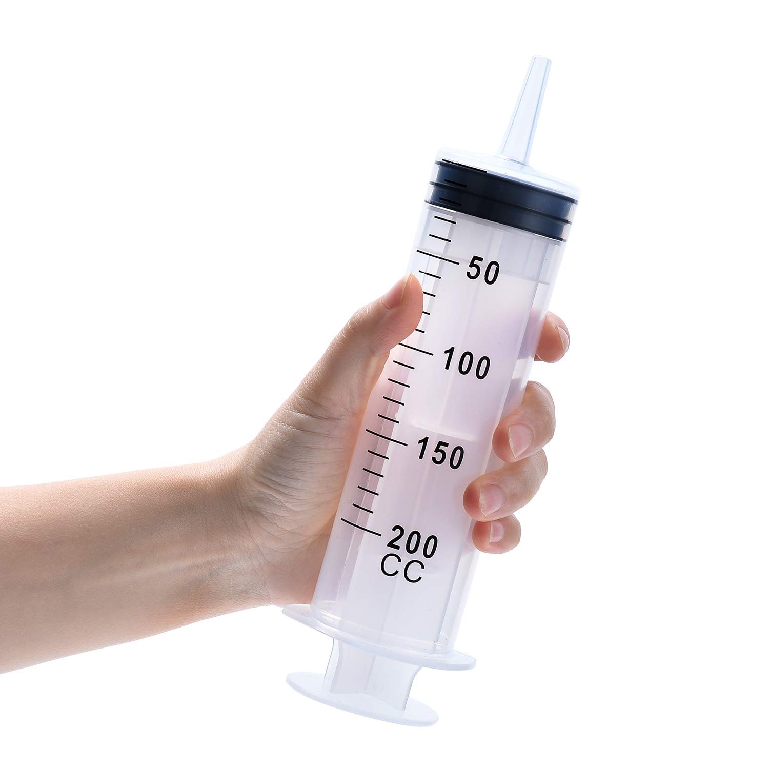 4 Pack 200ml Reusable Syringes with Tip Adapters, Large Plastic Garden Syringe I