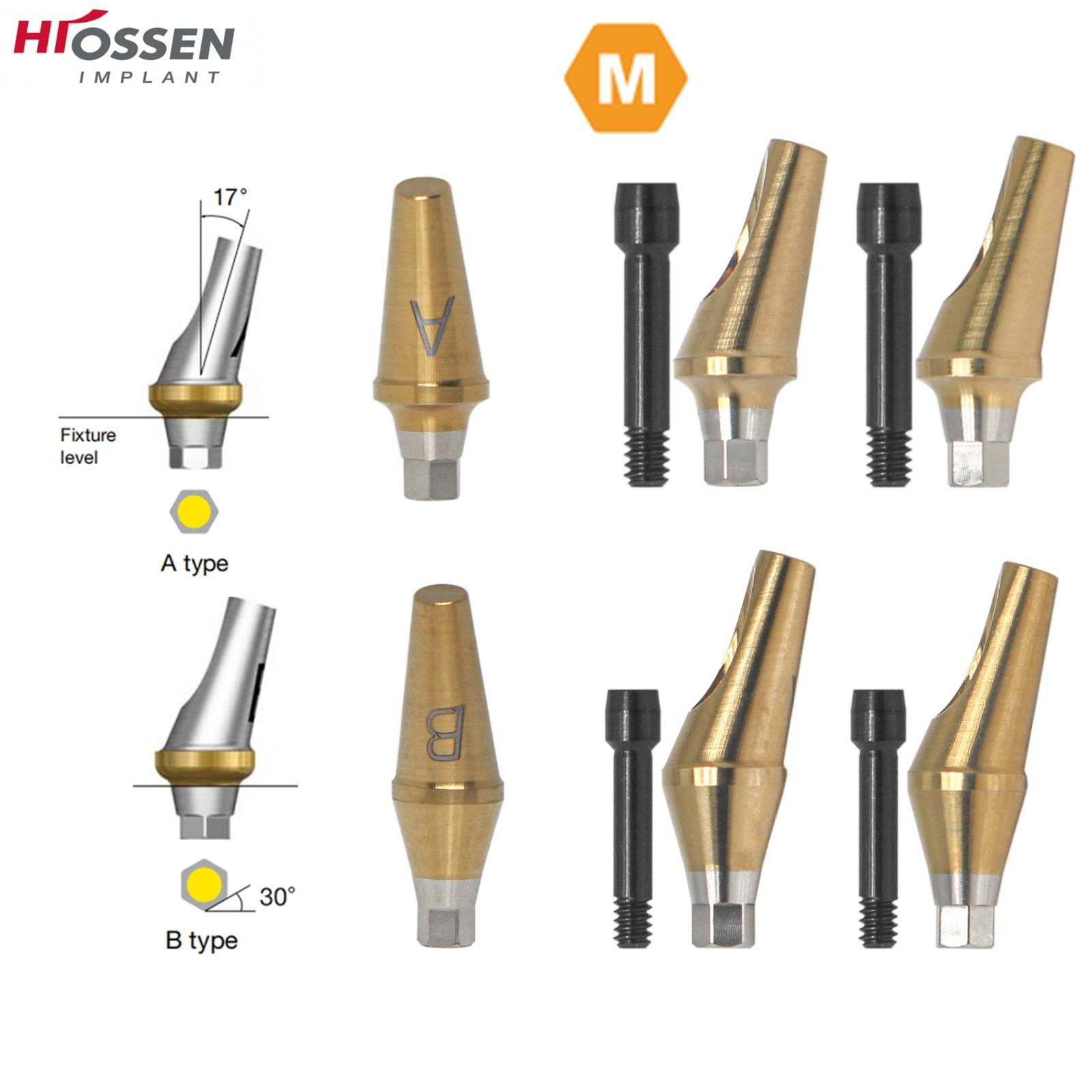 Titanium Straight & 17° Angled Transfer Abutment Compatible Osstem TS/Hiossen ET