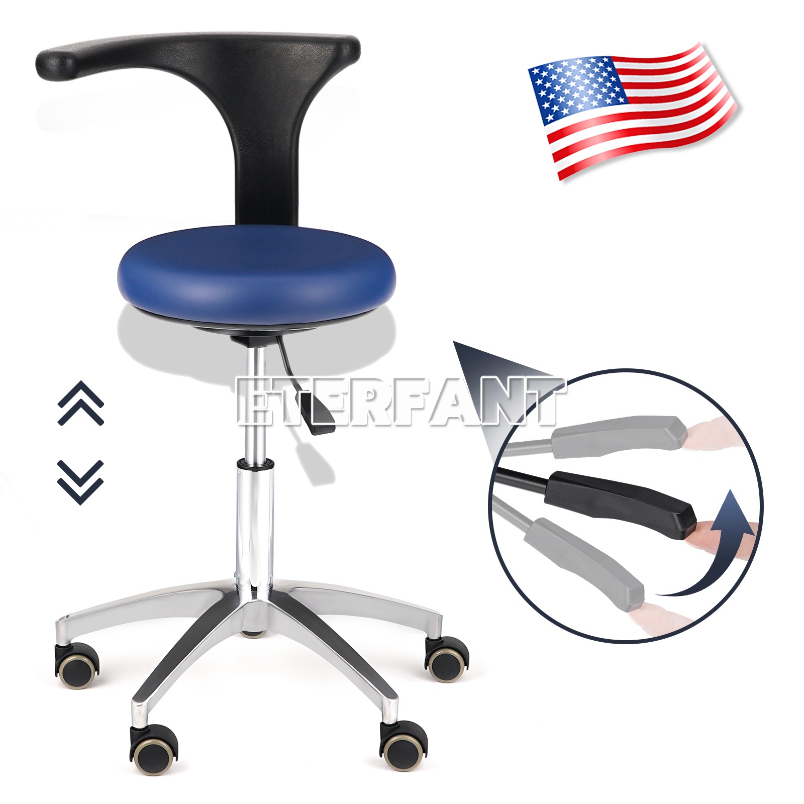 Dental 3.5X Headband Binocular Loupes/Assistant Stool Mobile Chair Black/Blue US