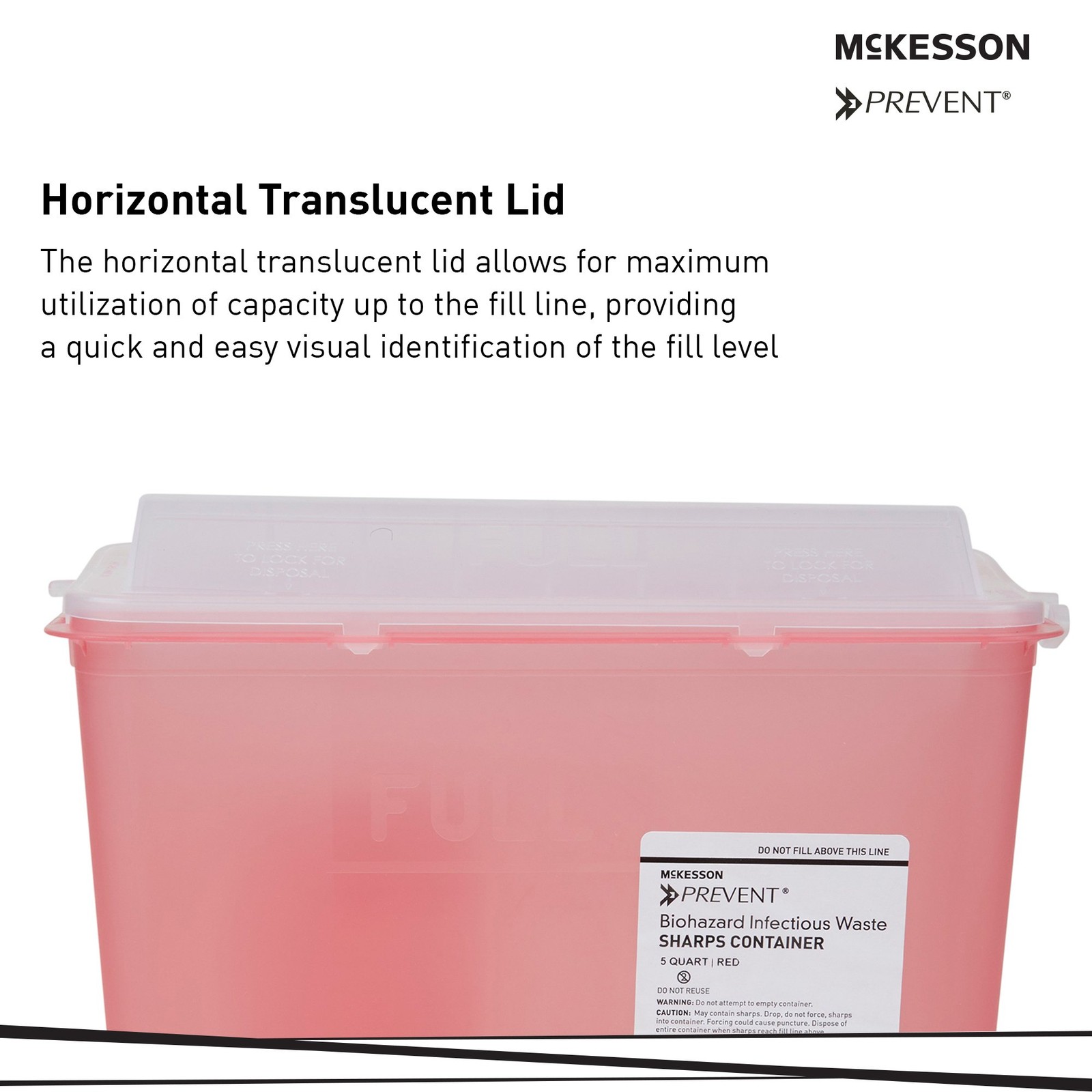 McKesson Prevent Red Sharps Container 1.25Gal 10.75×10.5×4.75″ Box/10