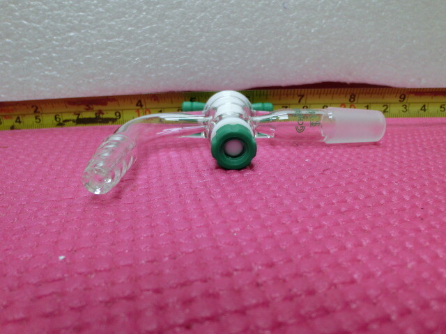 Chemglass 14/20 90° Flow Control Inlet Adapter,Green,Unused$94061
