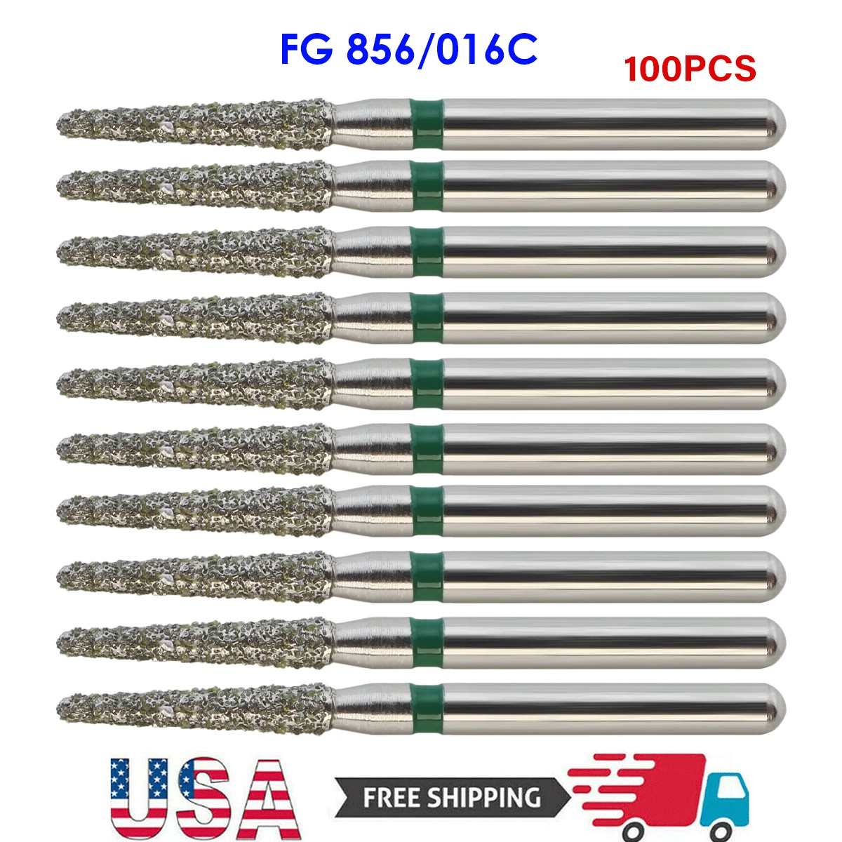 Dental Burs Diamond Bur FG 856/016C Round End Taper Coarse Grit High 100PC Speed