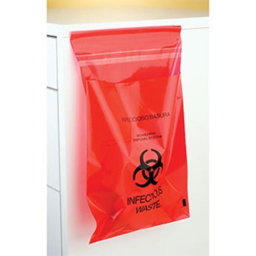 Plasdent Stick-on Red Bio Hazard Waste Bags 6″ x 6″ 200/Bx. Infectious-waste