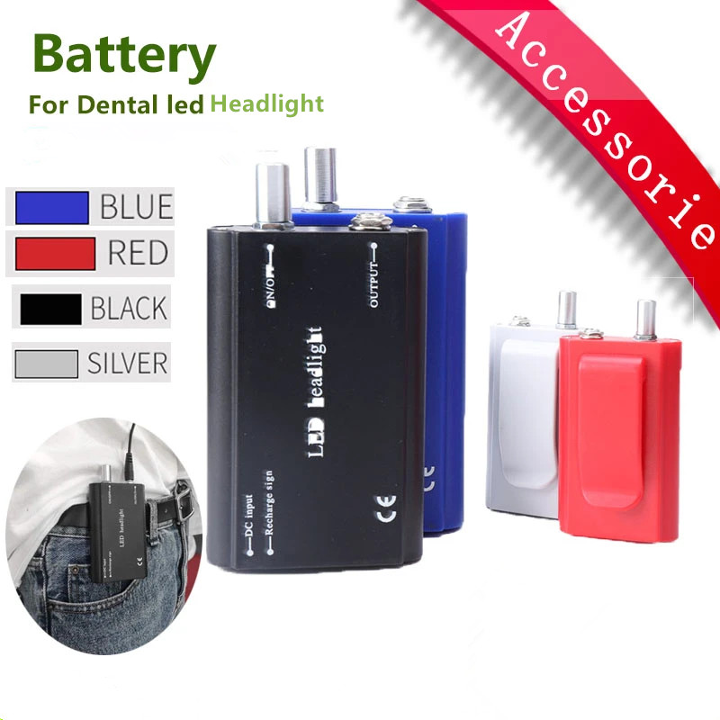 1800Mah Rechargeable Battery Pack with Belt Clip for Dental LED Head Light Blue