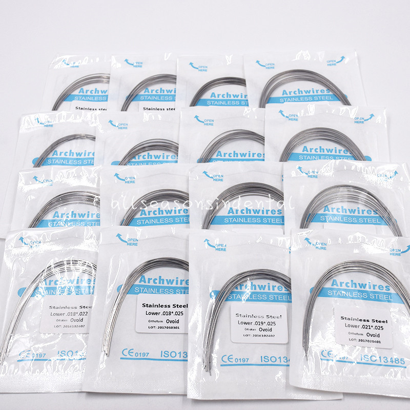 Dental Orthodontic Stainless Steel Arch Wires Rectangular Ovoid Form 24 Sizes