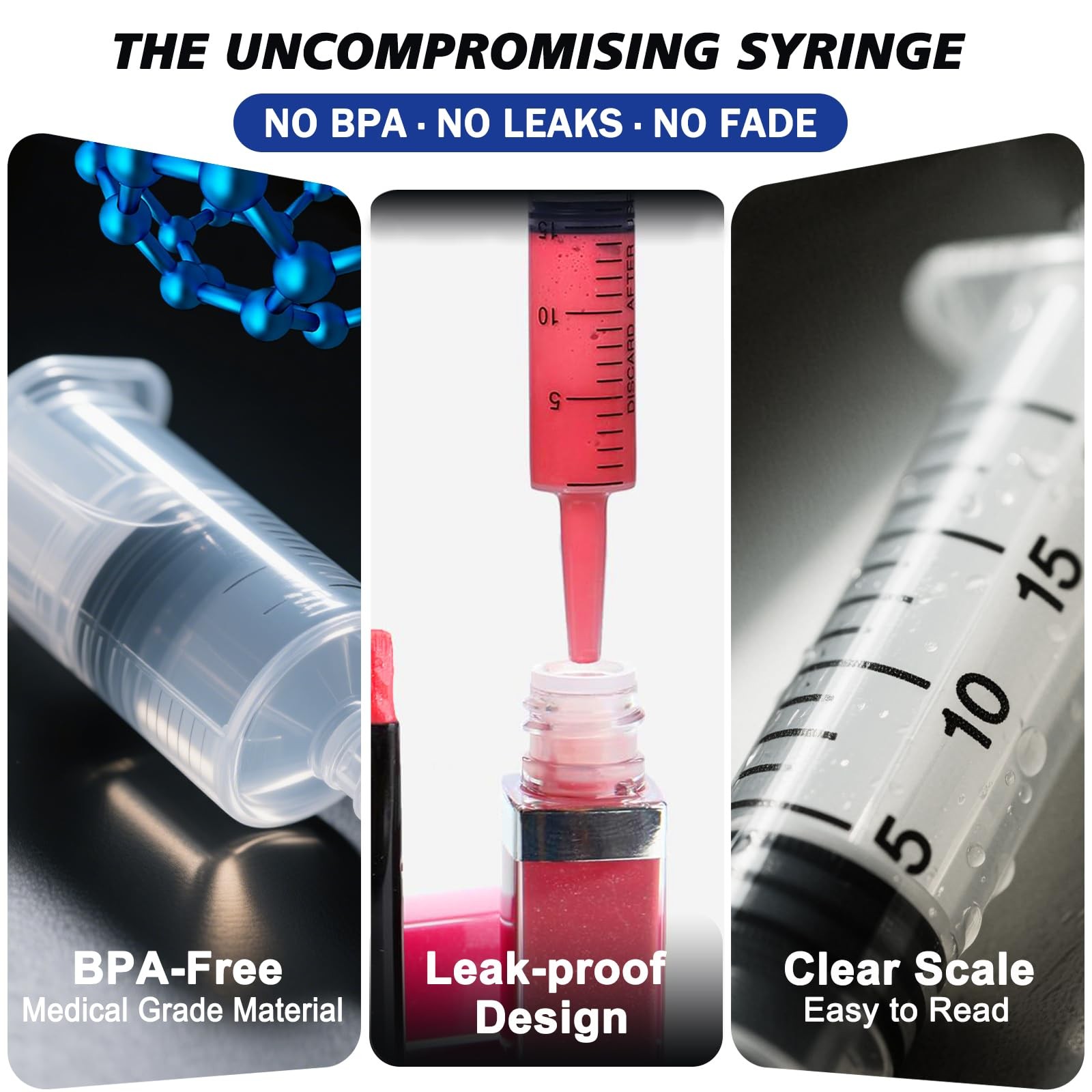 20ml with Cap, 10 Pack Large Plastic Syringes without for Liquid, Scientific …