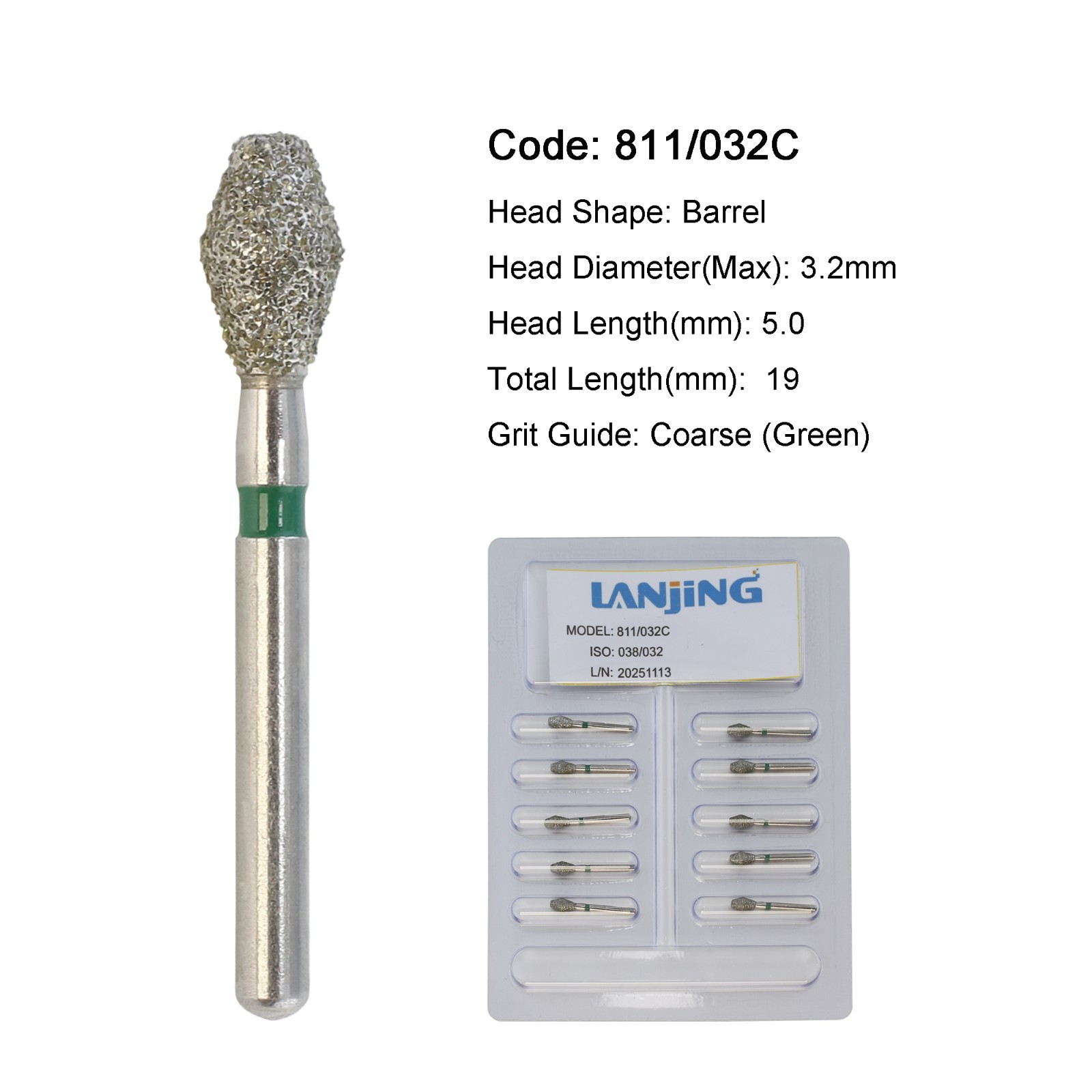 Dental Diamond Burs FG Egg Football Barrel Super Coarse Fine Grit High Speed Bur