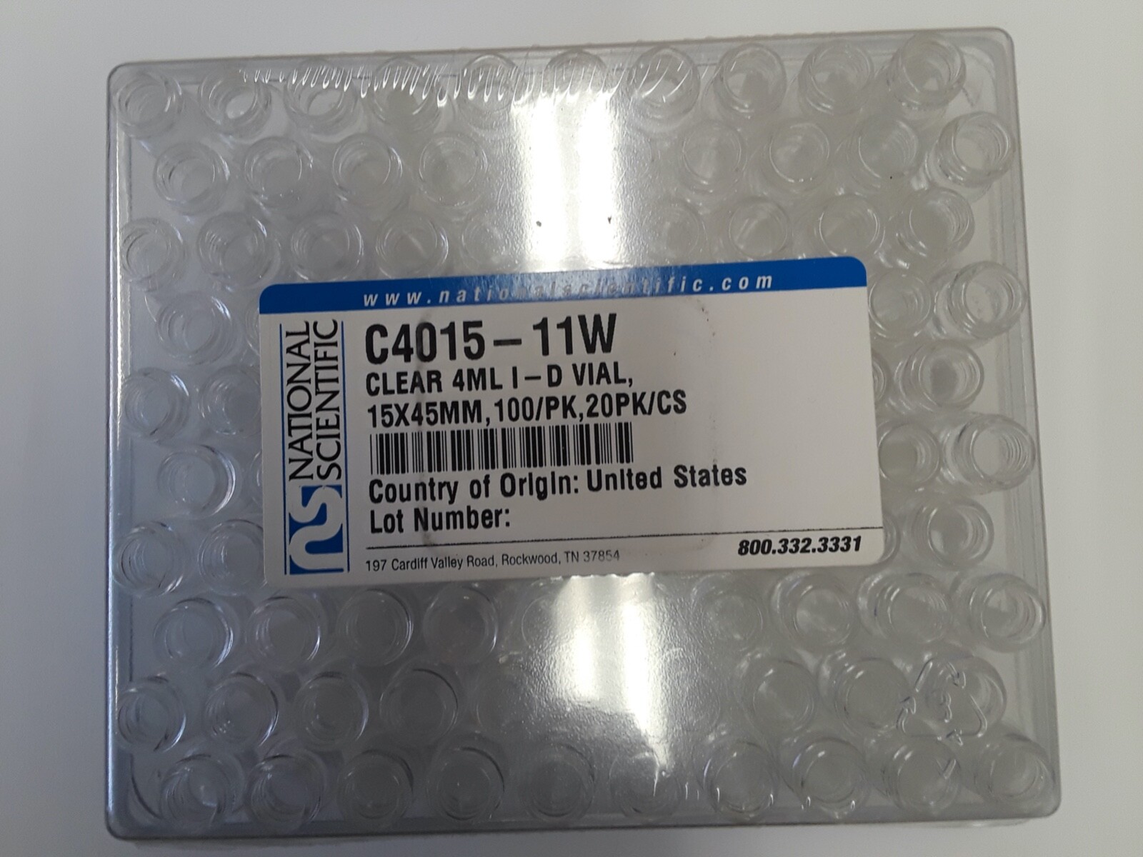 VIALS National Scientific CLEAR VIAL 4mL 14x45mm one(1) PACK OF 100 pc C4015 11W