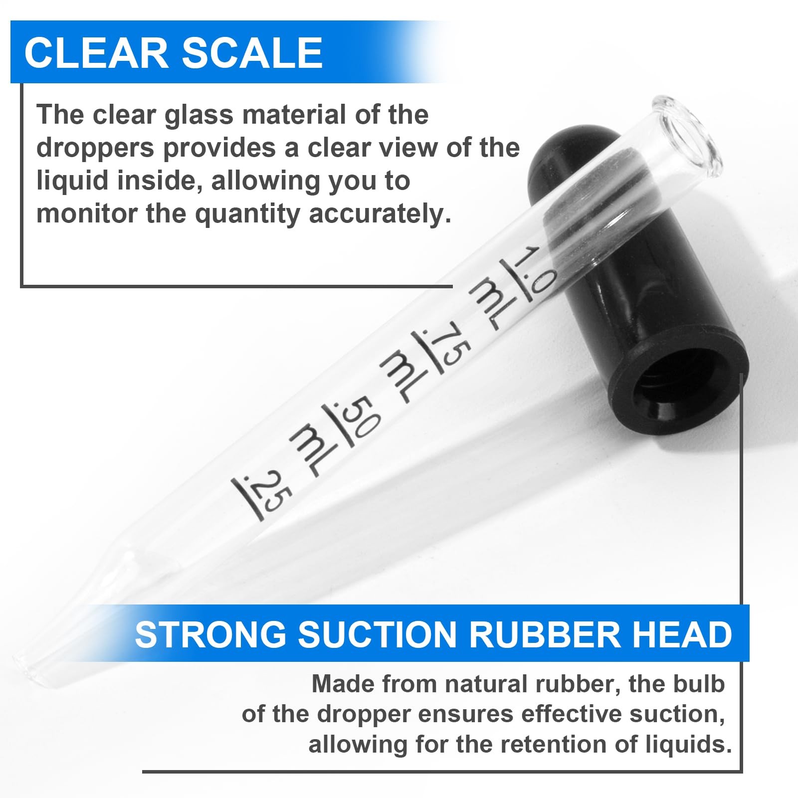 Paoeyrb 10 Pcs Eye Dropper with Durable Rubber Head, 1ml Glass small, white