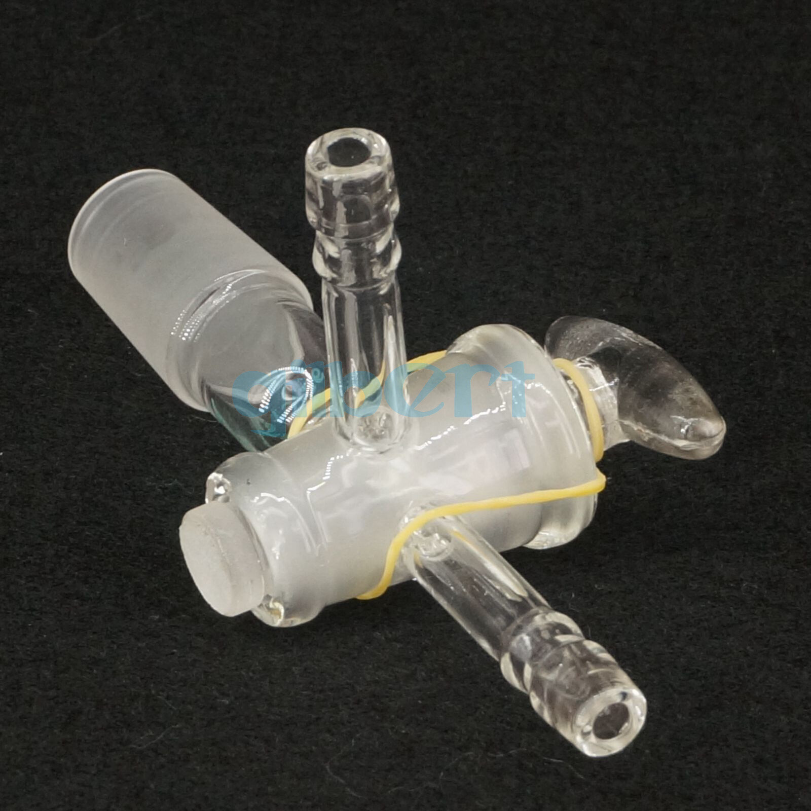 19/26 Joint Borosilicate Glass Tee Type 3-Ways 8mm Barbed Adapter Stopcock Lab