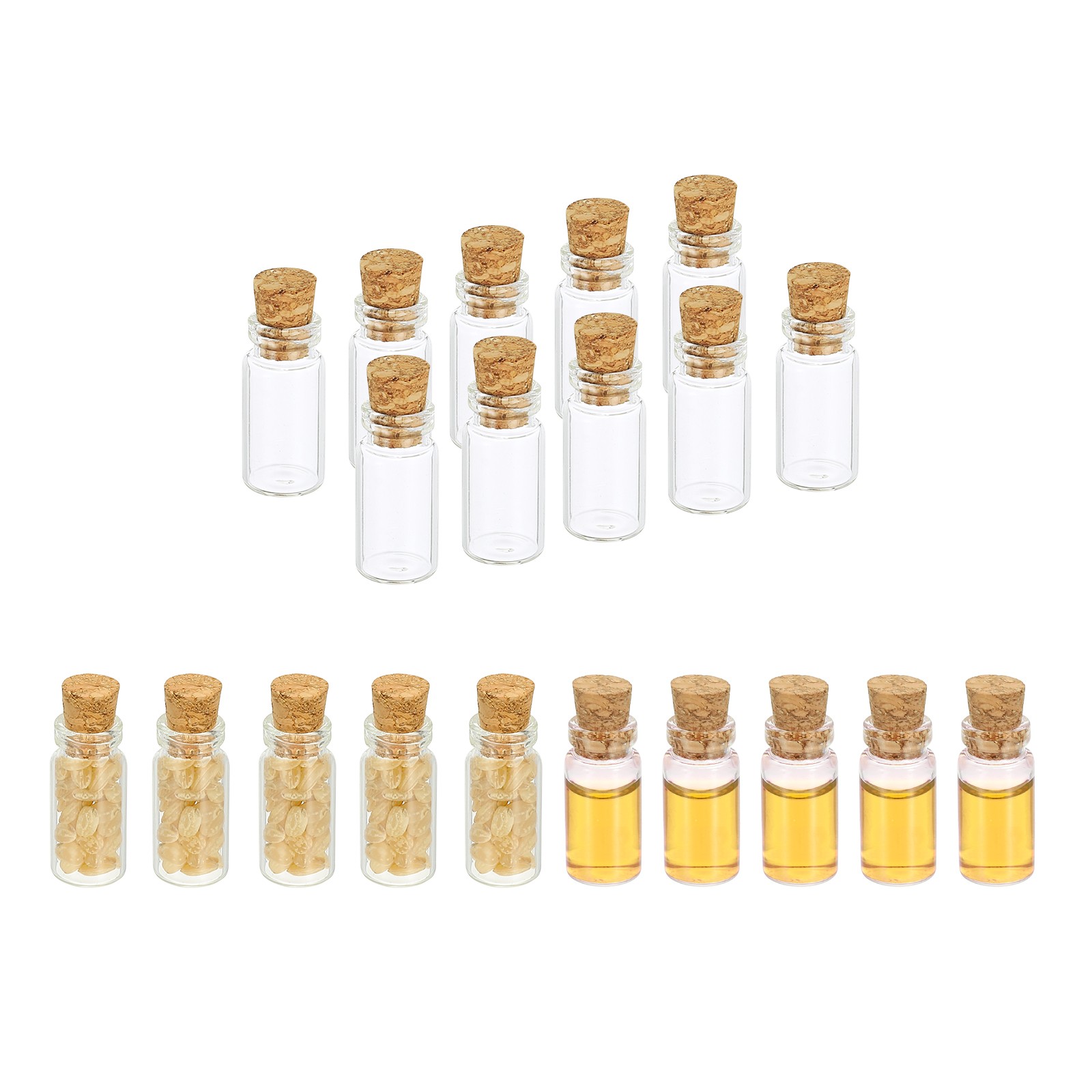 1ml Tiny Glass Bottles Vials 20Pcs Mini Clear Bottles Glass with Cork Stoppers