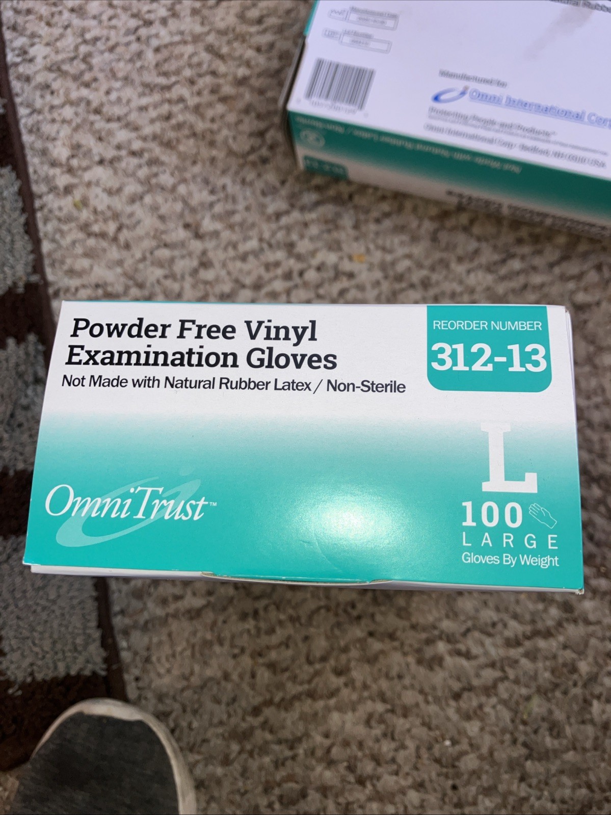 OmniTrust Vinyl Exam Gloves – Large 2 Boxes Powder free, Latex free 100 Per Box