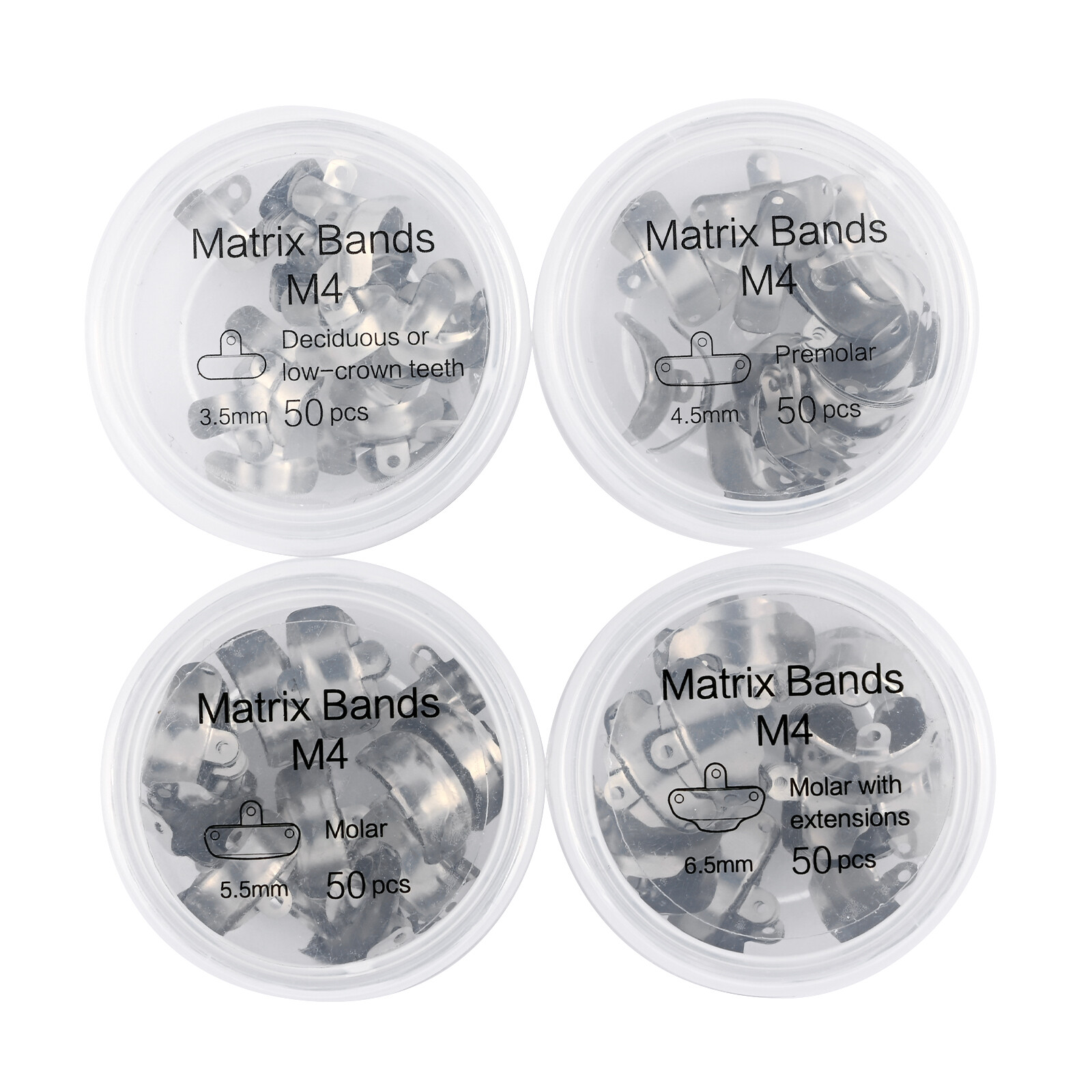 50pcs Dental Metal Matrices Sectional Contoured Matrix Refill Soft Band S/XL