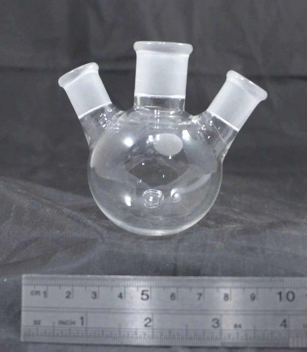 KIMBLE Angled Three-Neck Round Bottom Flask, 19/22 & 14/20, 100mL #295510-0100