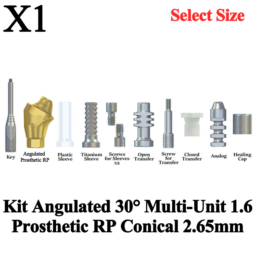 1x Kit Prosthetic Angulated 30° Multi-Unit 1.6 RP Conical 2.65mm Titanium Dental