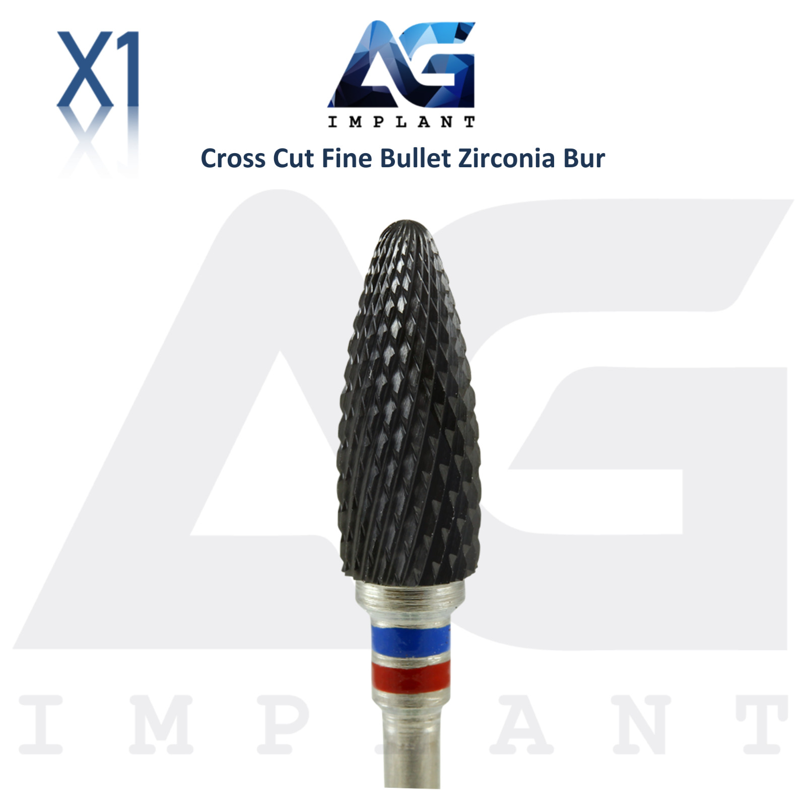 Dental Cross Cut Fine Bullet Zirconia Bur Ø6.0mm x 14mm Trimming Tool Lab