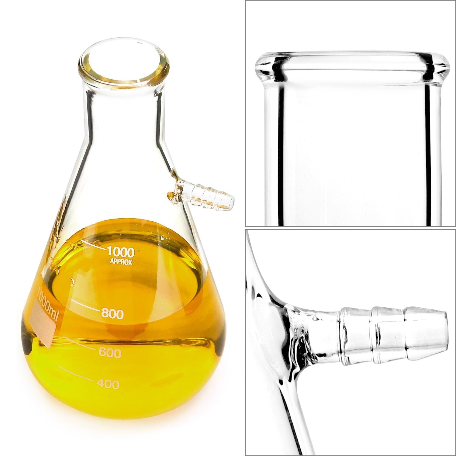 Buchner Funnel Kit 1000ML Borosilicate Glass Filter Flask with Sidearm 80mm