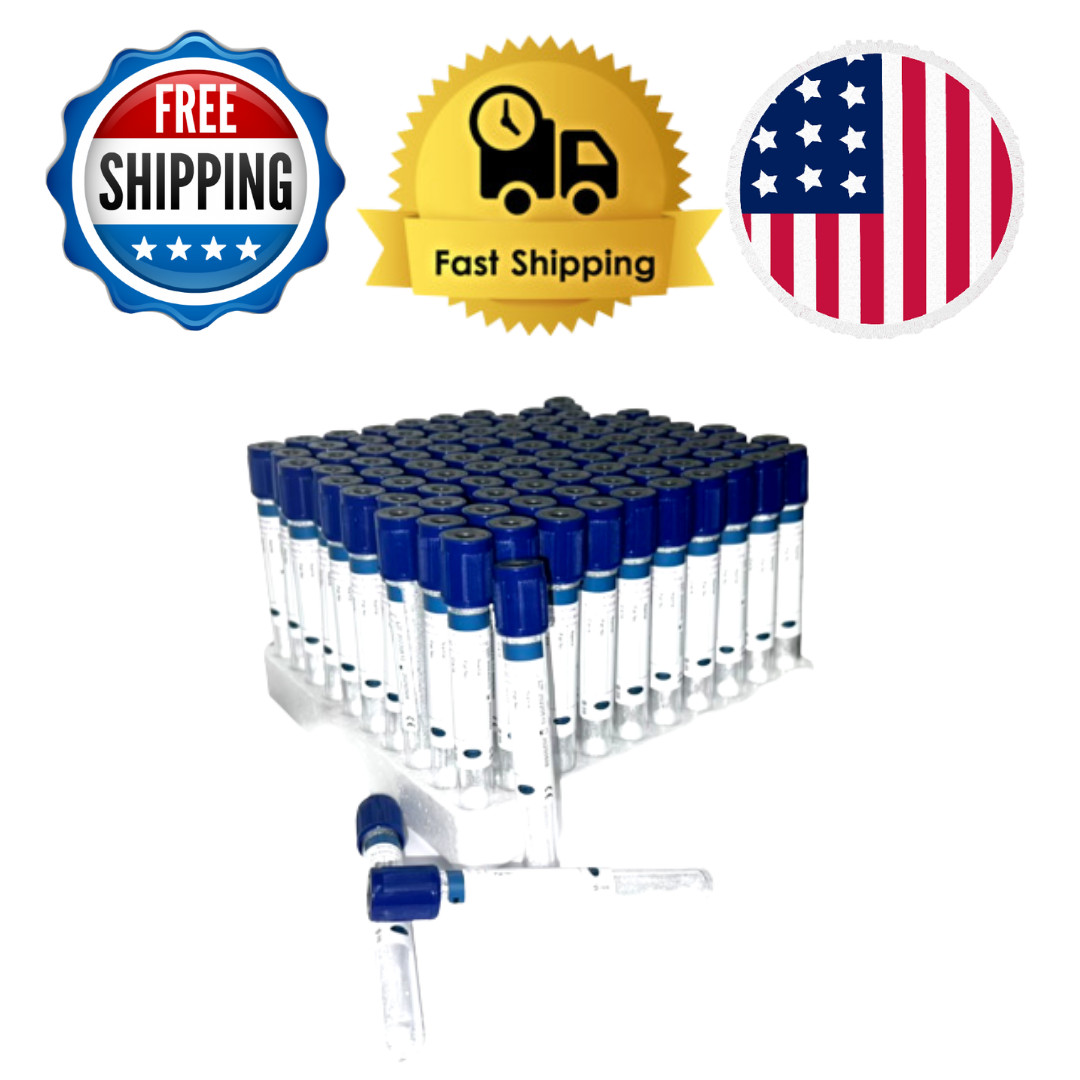 200 PCS/2 PACKS Vacuum Blood Collection Royal Blue Top EDTA K2 13*100MM 6 ML PET