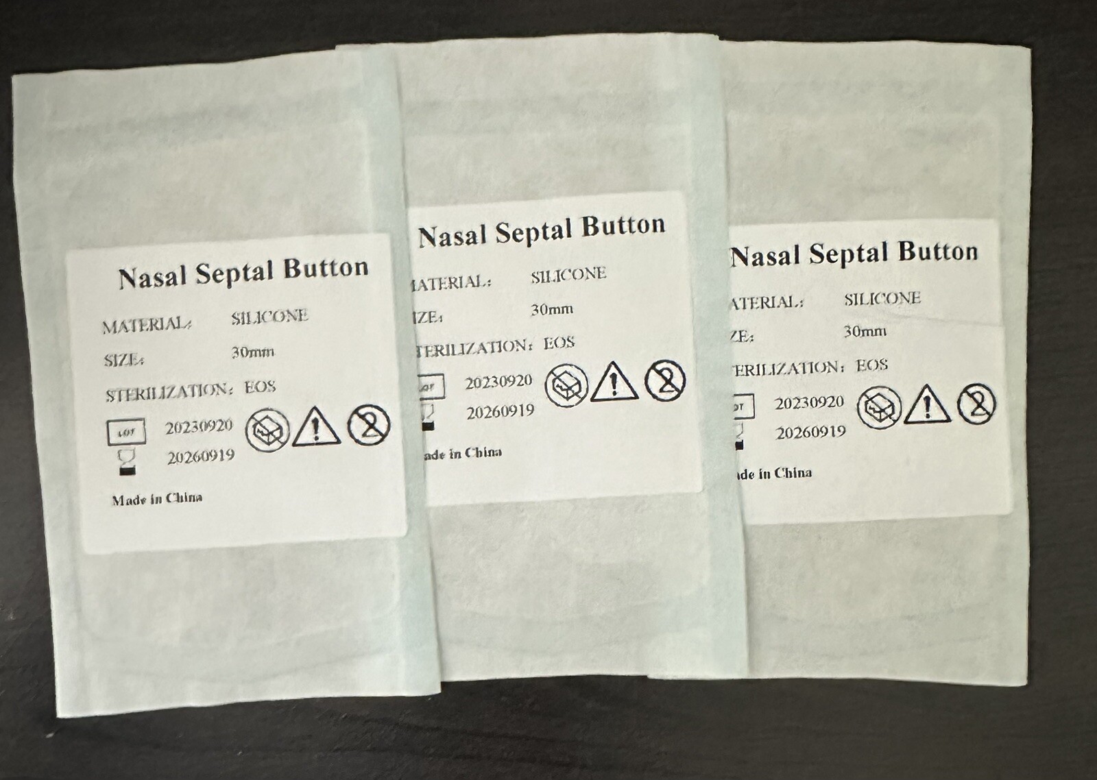 Medical Sillicone Nasal Septal Button Sterilized, 30mm. Pack of (25 Pair)