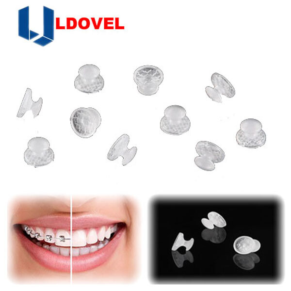 50pcs Clear Ortho Composite Dental Ceramic Lingual Buttons Bondable Round Base