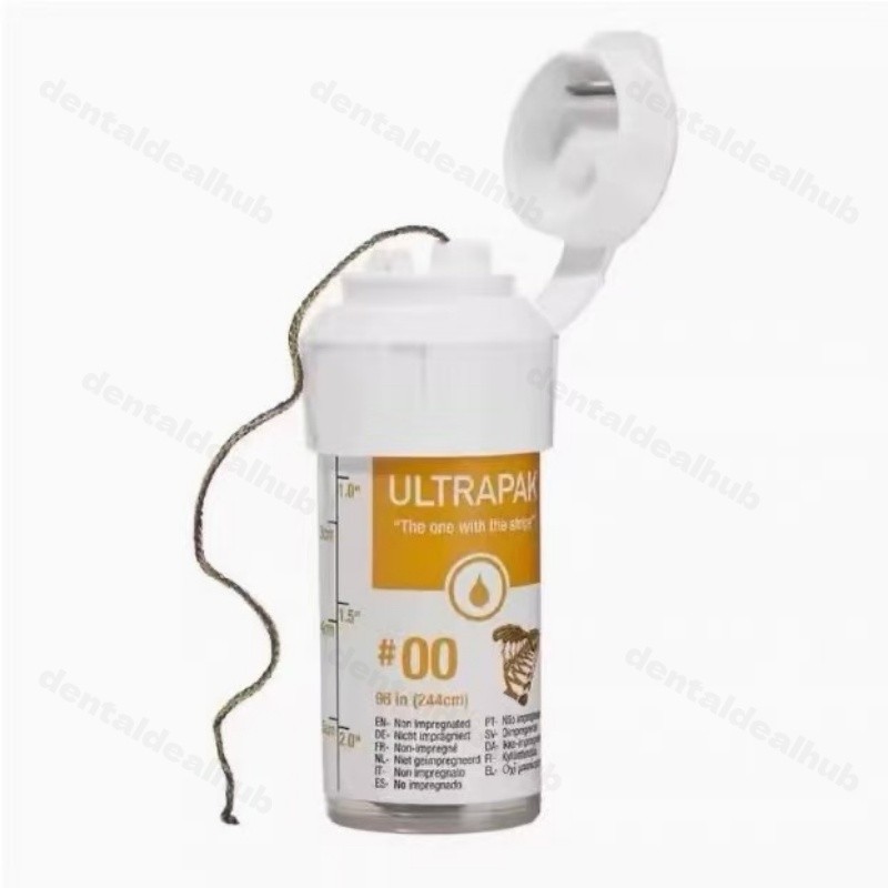 Ultradent Ultrapak Retraction Cord 244cm 0#/00#/000# Knitted Non-Impregnated