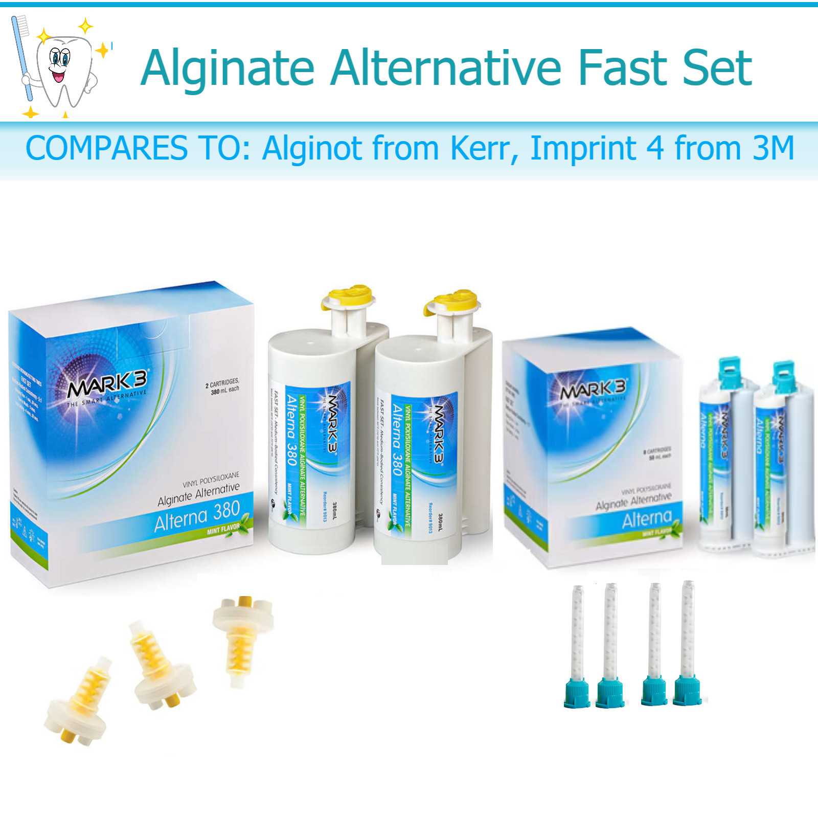 Dental Alginot Mark3 Alginate Substitute Alternative 4 or 8 x 50mL, Fast Set USA