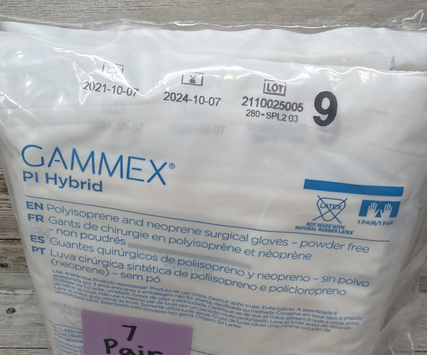 Gammex PI Hybrid Surgical Gloves Sterile Ansell *7 Pair* Size: 9 *See Dates*