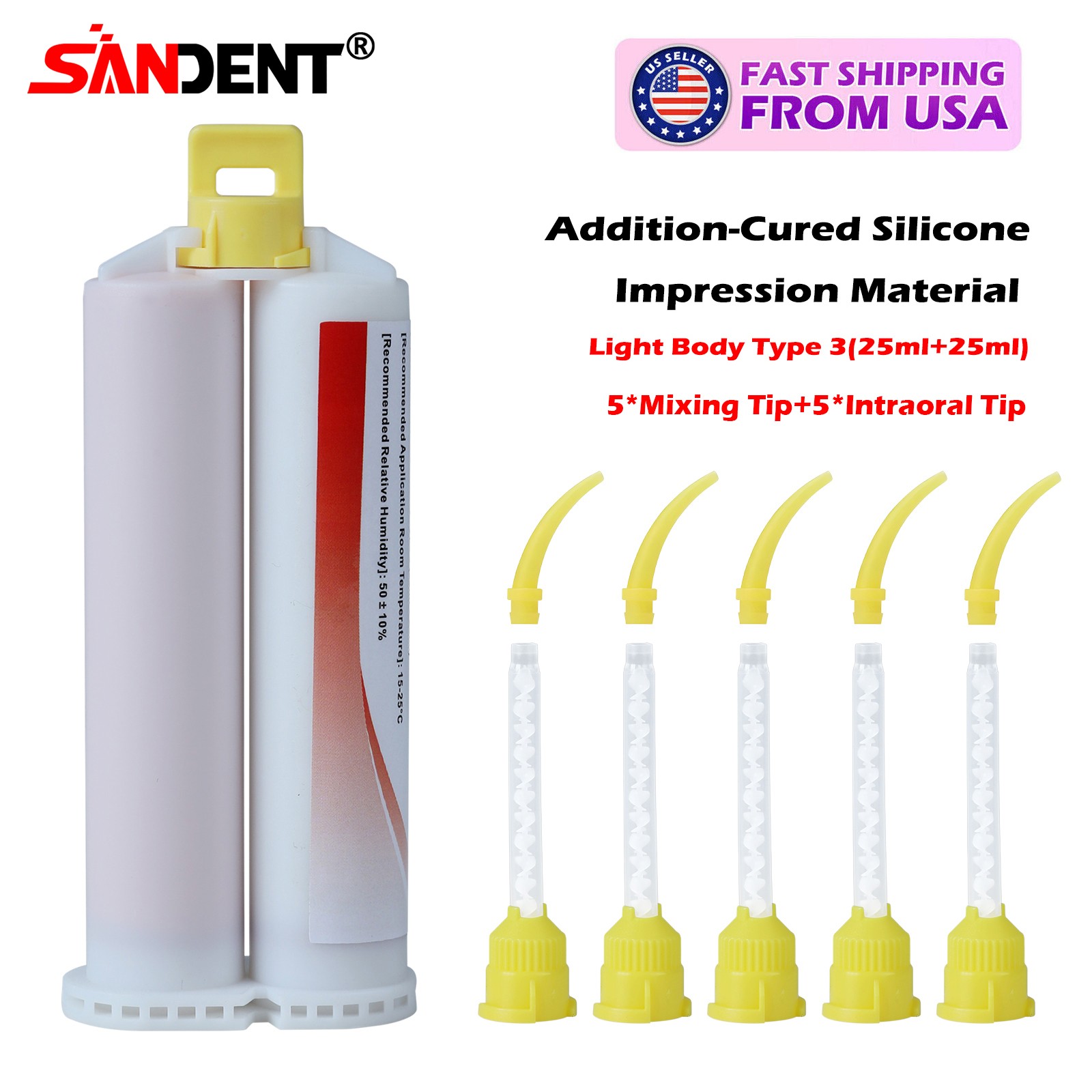 Dental LIGHT Body Impression Material VPS REGULAR SET+Mixing Tip 1:1 Ratio
