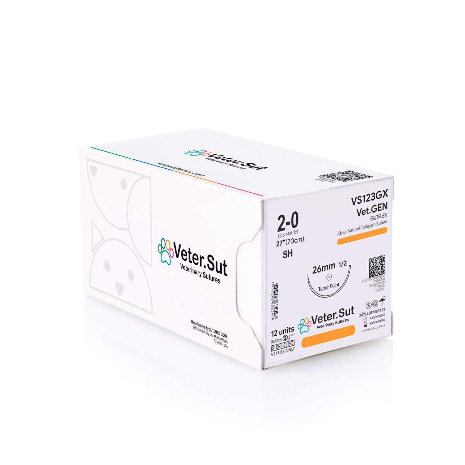 Vetersut Vet-Gen Gutflex USP 2-0, 1/2 26mm taper point Veterinary Sutures