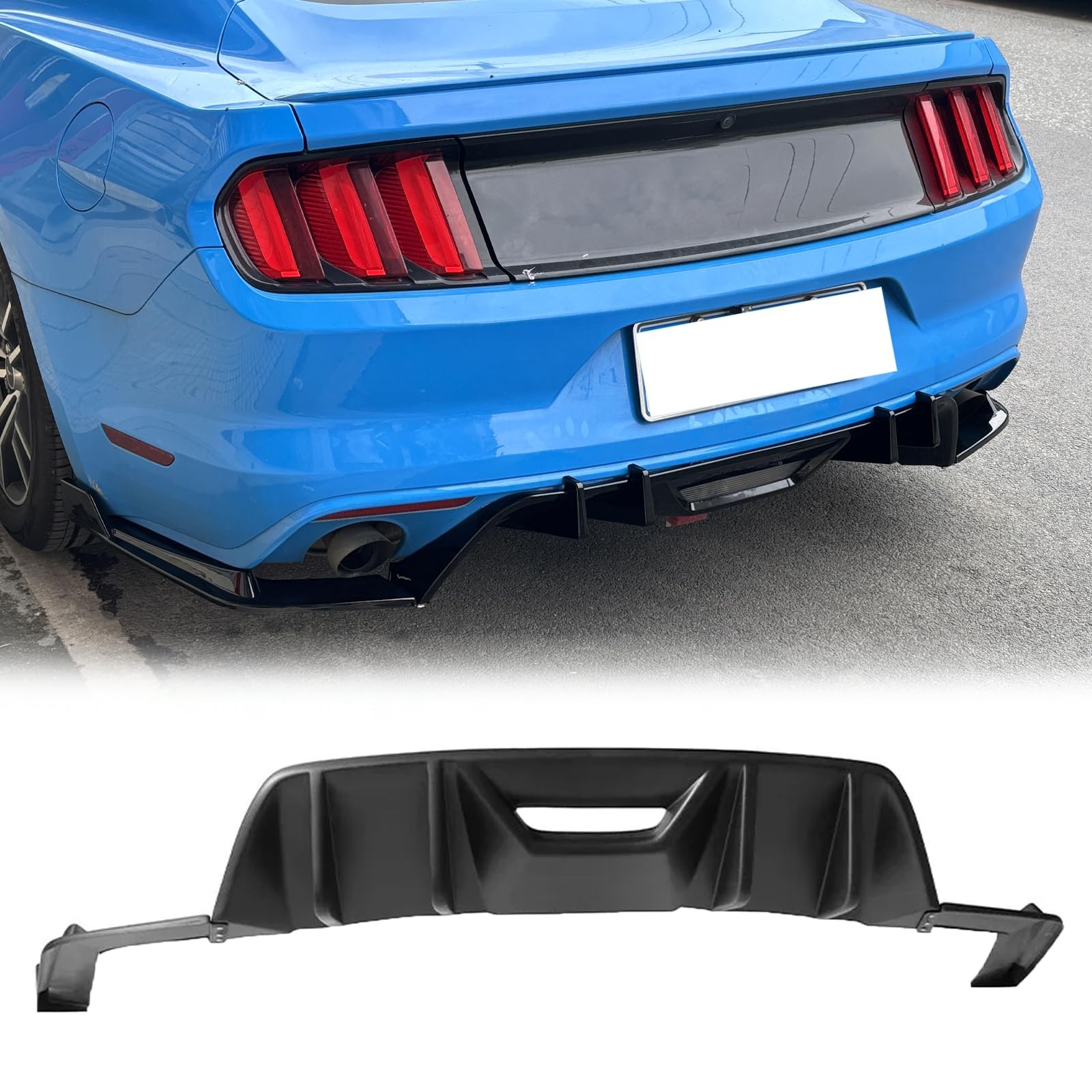 Rear Bumper Diffuser Spoiler Splitter Lip for Ford Mustang 2015-2017 Matte Black