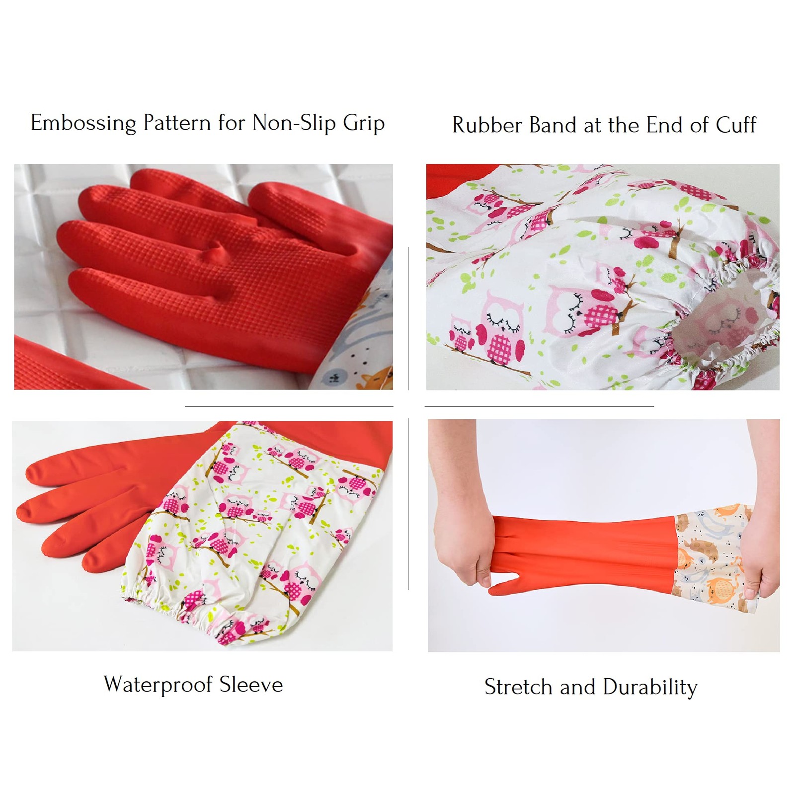Fleece-lined, Long Cuff, Reusable Waterproof Household Dishwashing Non-Slip C…