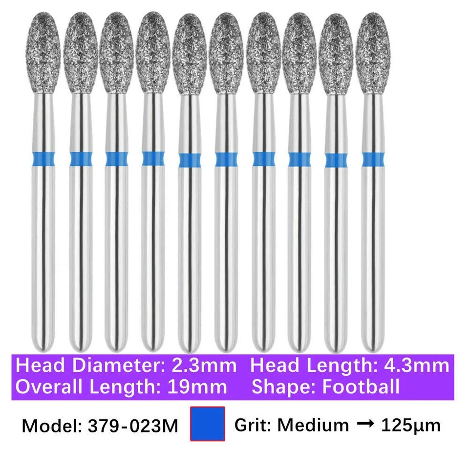 Dental Diamond Burs Football FG 379-023 High Speed Taper Conical End Fine Grit