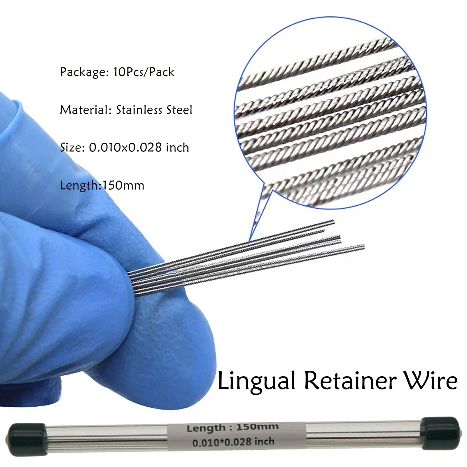 10 Pcs Dental Orthodontic Flat Strand Stainless Steel Lingual Retainer Wire