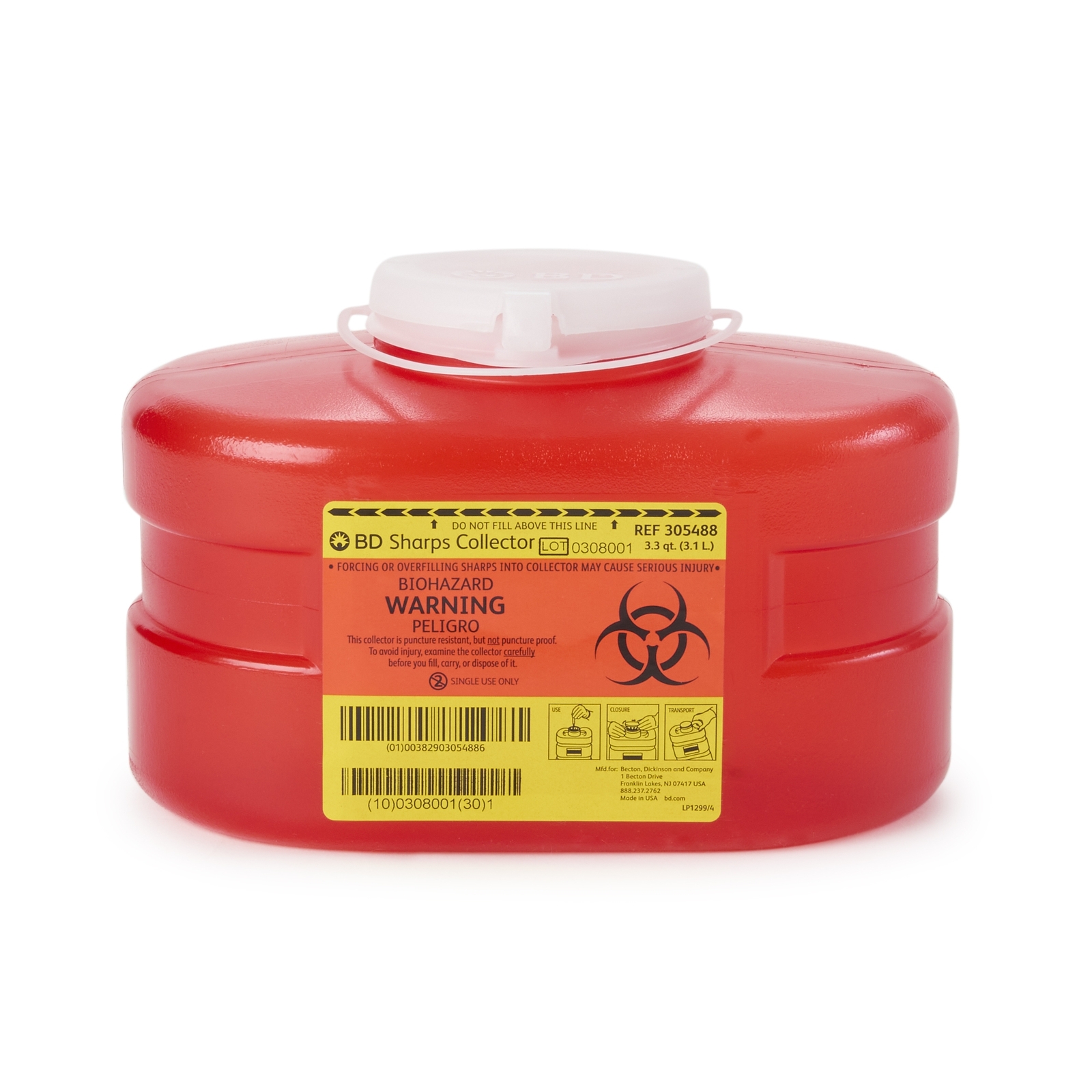 BD Sharps Container 0.825 gal. Vertical Entry