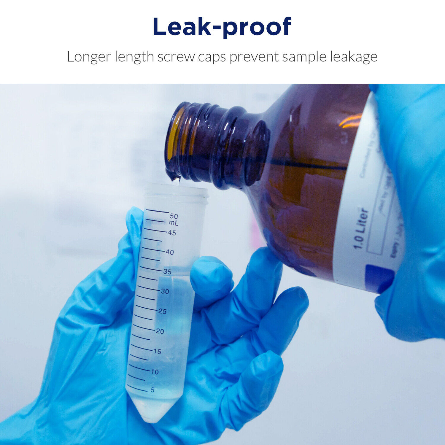 50mL Centrifuge Tube,Sterile,Conical Tube PP,Vial Test Tube,Mark for Agar Slants