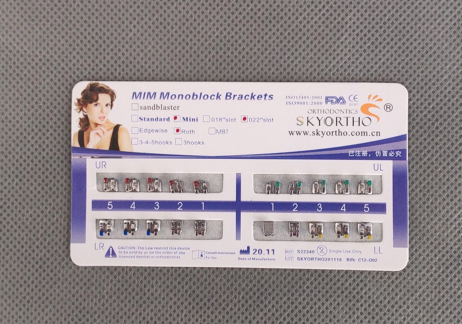 Dental Orthodontic Metal Braces Brackets MIM Mini Roth 022 Slot no hooks