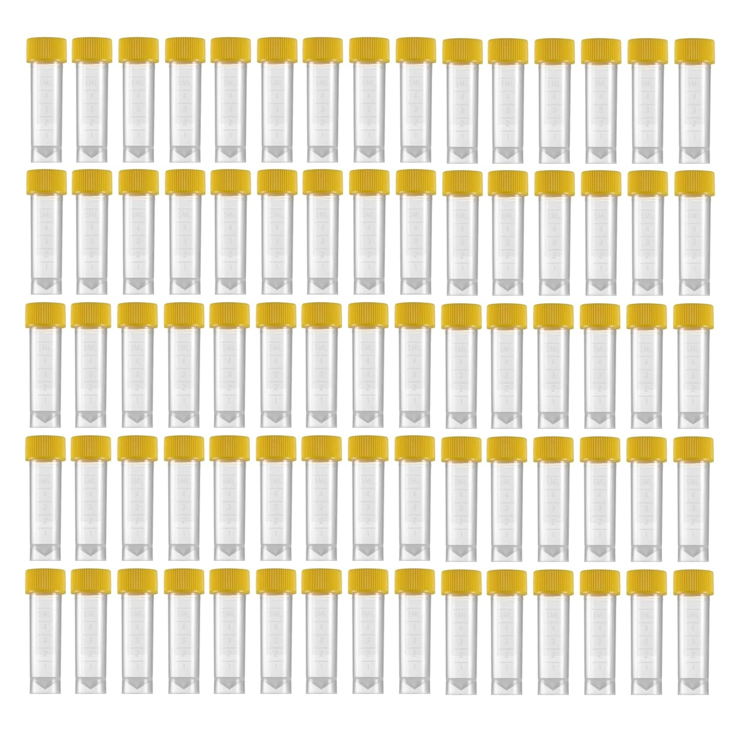 80 Pieces 5 ml Flat Bottom Plastic Graduated Sample Vial Bottle Tubes with Screw