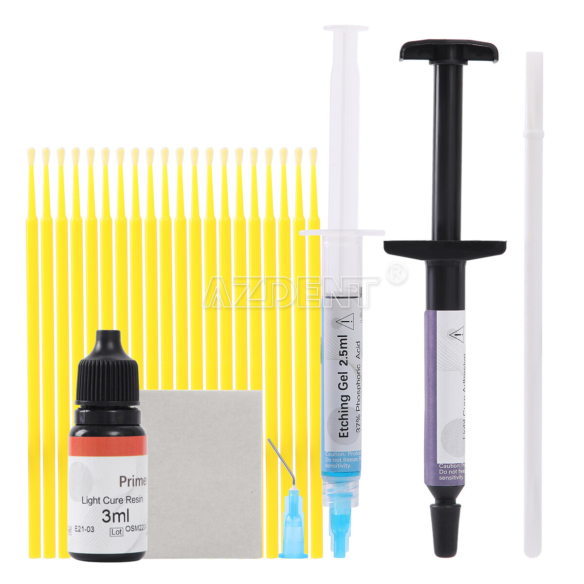 Dental Orthodontic Metal Ceramic Bracket Bonding Light Cure Adhesive Syringe Kit